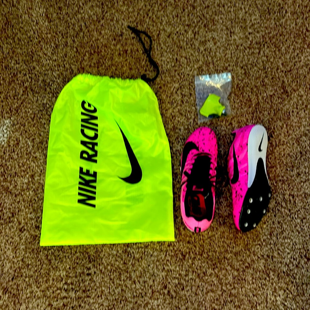 Pink and Black Nike Racing Track Shoes with Spikes